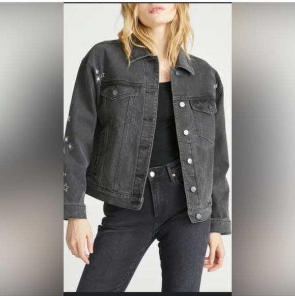 Free people driftwood shooting stars jean jacket. NWOT. - Picture 4 of 4